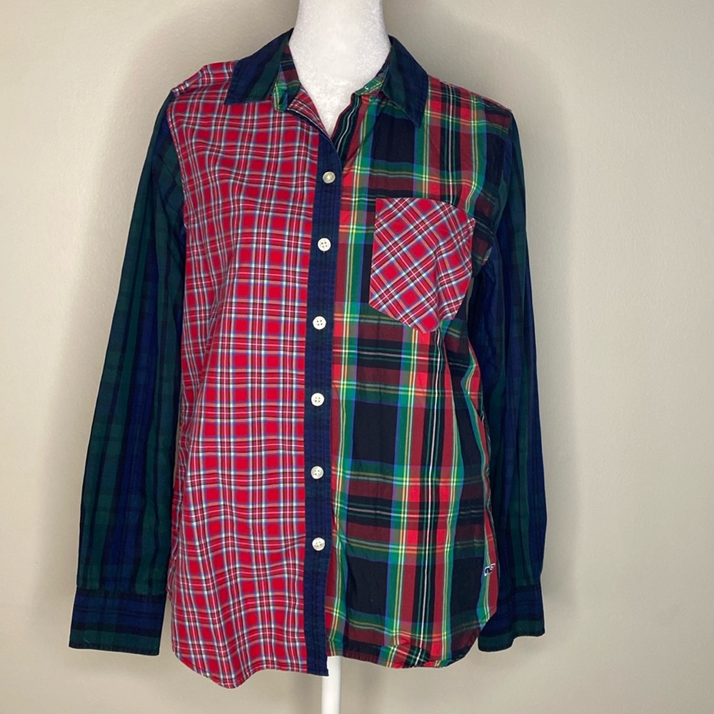 Vineyard Vines Patchwork Plaid Button-Down Shirt - Size 4